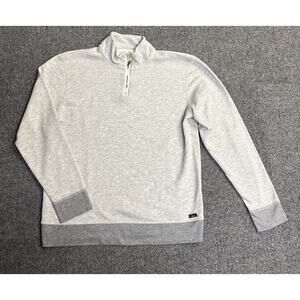 Faherty Brand Mens Medium Gray 1/4 Zip Mock Neck Pullover Sweatshirt Causal